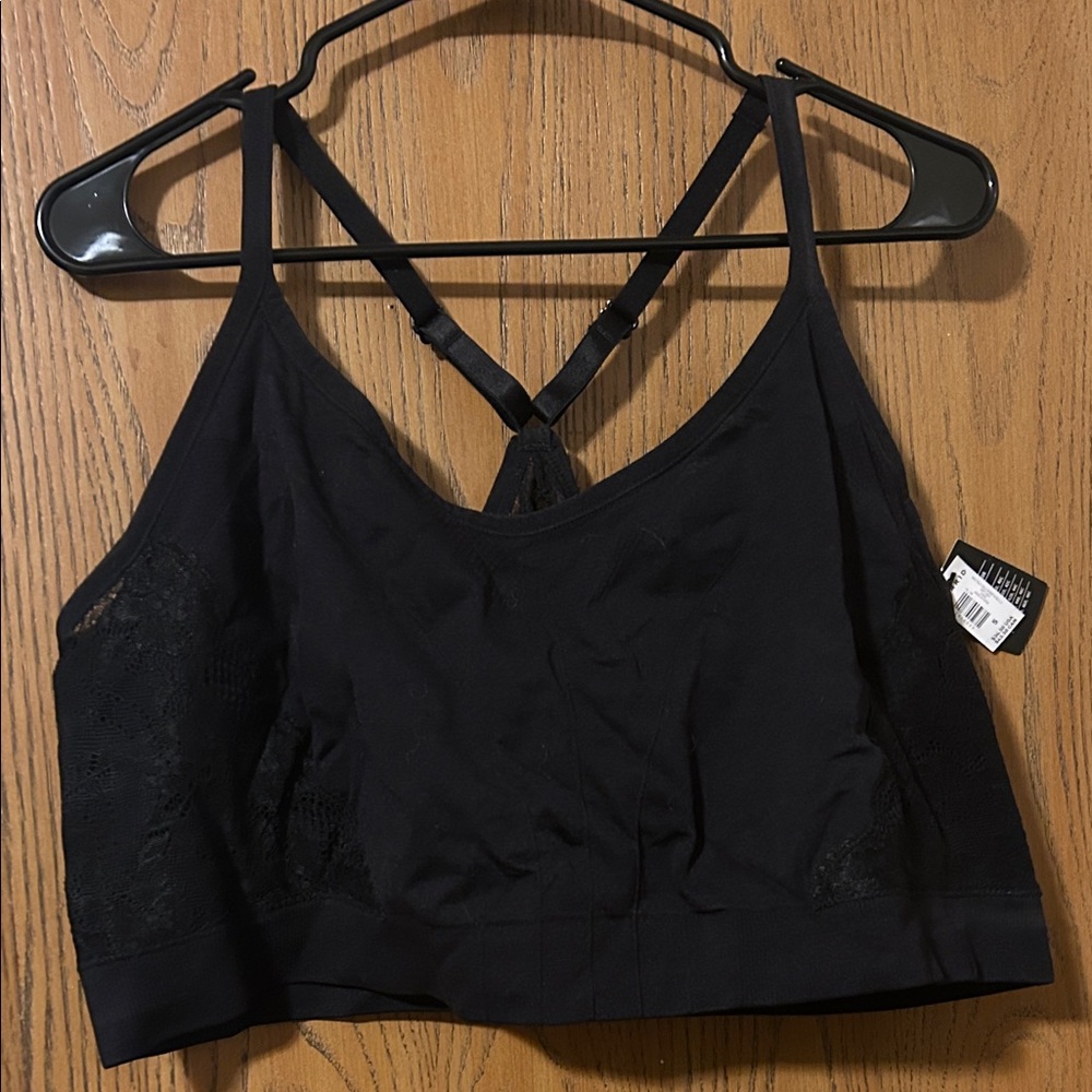 Black Lace-Accent Racerback Bralette